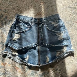 Carmar Jean Skirt with Middle Zip and Buckles